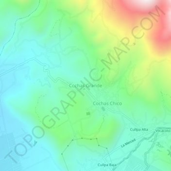 Mapa topográfico Cochas Grande, altitud, relieve