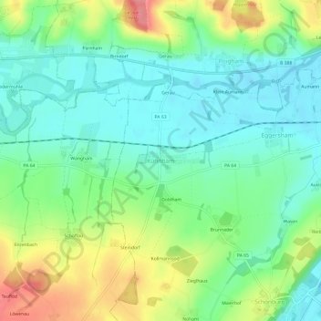 Mapa topográfico Kühnham, altitud, relieve
