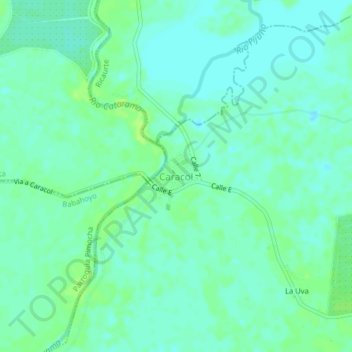 Mapa topográfico Caracol, altitud, relieve