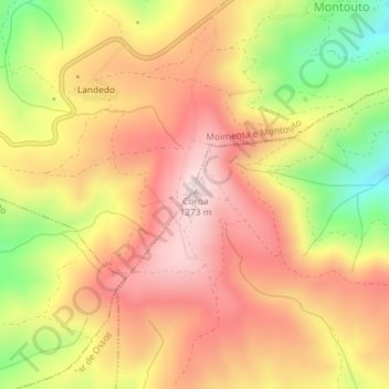 Mapa topográfico Serra da Coroa, altitud, relieve