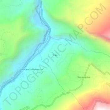 Mapa topográfico Yura, altitud, relieve