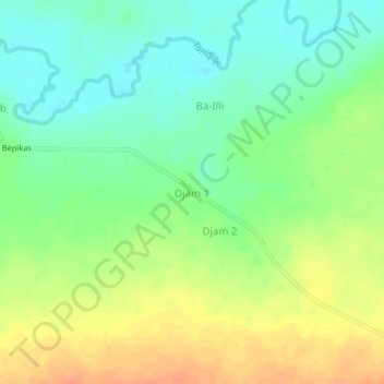 Mapa topográfico Djam 1, altitud, relieve