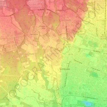 Mapa topográfico Ceresolo, altitud, relieve