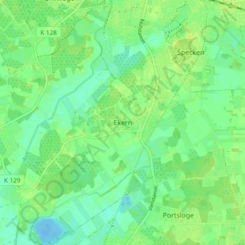 Mapa topográfico Ekern, altitud, relieve