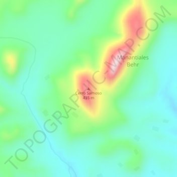 Mapa topográfico Cerro Sarnoso, altitud, relieve