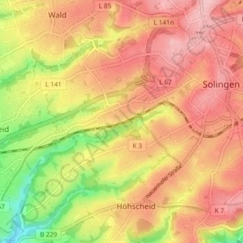 Mapa topográfico Kotten, altitud, relieve