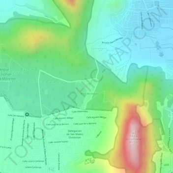 Mapa topográfico Parque Sierra Morelos, altitud, relieve