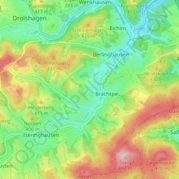 Mapa topográfico Potzenhof, altitud, relieve