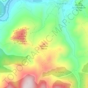Mapa topográfico Palomar, altitud, relieve