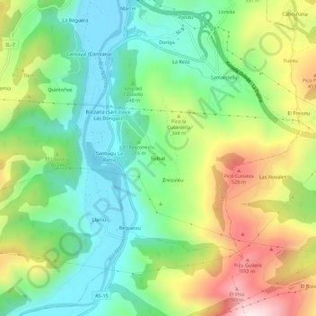 Mapa topográfico Rubial, altitud, relieve