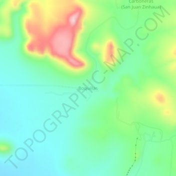 Mapa topográfico Boquillas, altitud, relieve