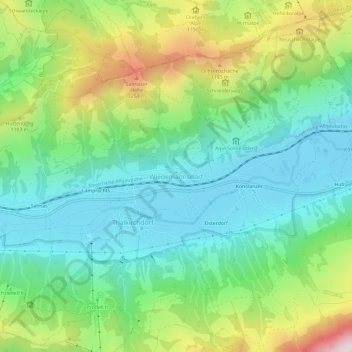 Mapa topográfico Wiedemannsdorf, altitud, relieve