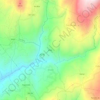 Mapa topográfico Vilela, altitud, relieve