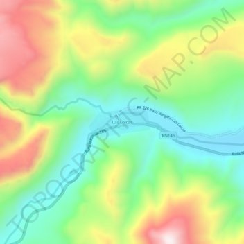 Mapa topográfico Las Loicas, altitud, relieve