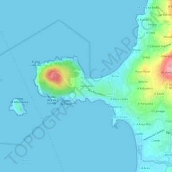 Mapa topográfico Xermaña, altitud, relieve