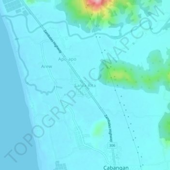 Mapa topográfico Santa Rita, altitud, relieve