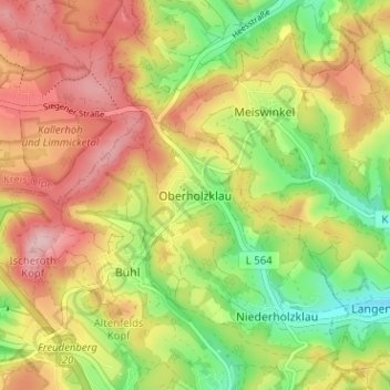 Mapa topográfico Oberholzklau, altitud, relieve