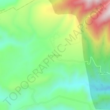 Mapa topográfico Los Trigos, altitud, relieve