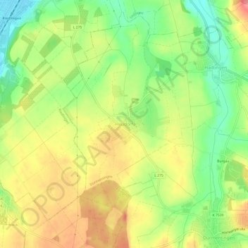 Mapa topográfico Heudorf, altitud, relieve