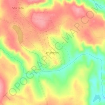 Mapa topográfico Boca da Mata, altitud, relieve