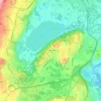 Mapa topográfico Cascina Bindella, altitud, relieve