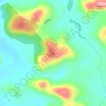 Mapa topográfico Morro dos Prazeres, altitud, relieve