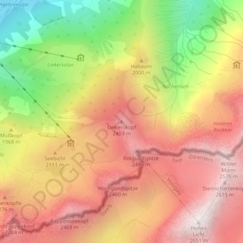 Mapa topográfico Linkerskopf, altitud, relieve