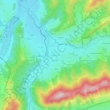 Mapa topográfico Kleinweiler, altitud, relieve