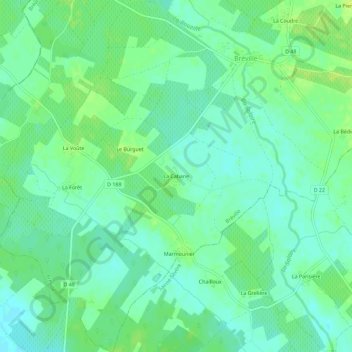 Mapa topográfico La Cabane, altitud, relieve