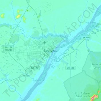 Mapa topográfico Boa Vista, altitud, relieve
