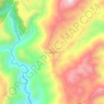 Mapa topográfico Tierradentro, altitud, relieve
