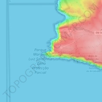 Mapa topográfico Grande Falha, altitud, relieve