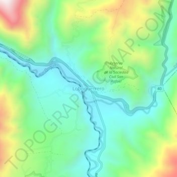 Mapa topográfico Loboguerrero, altitud, relieve