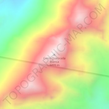 Mapa topográfico Cerro Quebrada Blanca, altitud, relieve