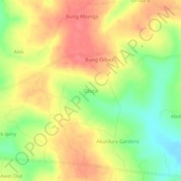 Mapa topográfico Otuta, altitud, relieve