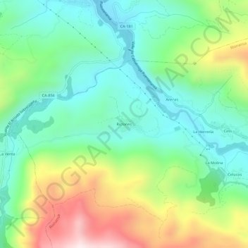 Mapa topográfico Riclones, altitud, relieve