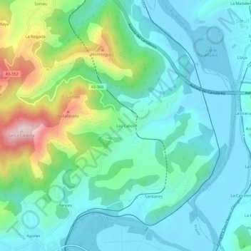 Mapa topográfico Los Cabos, altitud, relieve