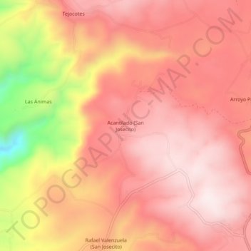 Mapa topográfico Acantilado (San Josecito), altitud, relieve