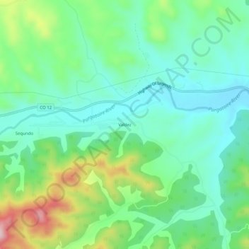 Mapa topográfico Valdez, altitud, relieve