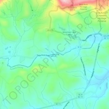 Mapa topográfico Lakemont, altitud, relieve