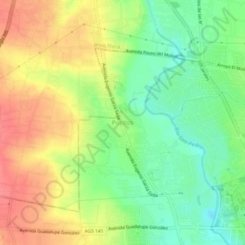 Mapa topográfico Pocitos, altitud, relieve