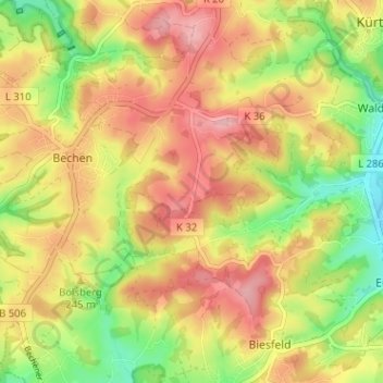 Mapa topográfico Holz, altitud, relieve