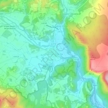 Mapa topográfico Maestu, altitud, relieve
