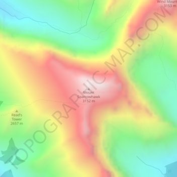 Mapa topográfico Mount Sparrowhawk, altitud, relieve