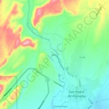 Mapa topográfico Quitor, altitud, relieve