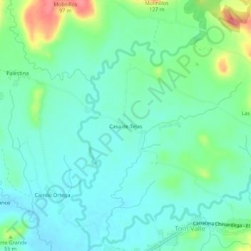 Mapa topográfico Casa de Tejas, altitud, relieve