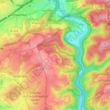Mapa topográfico Schieten, altitud, relieve