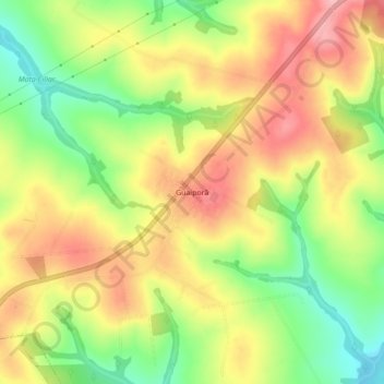 Mapa topográfico Guaiporã, altitud, relieve