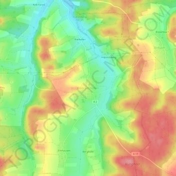 Mapa topográfico Konradshofen, altitud, relieve