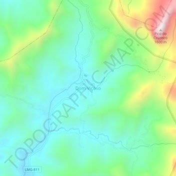 Mapa topográfico Dom Viçoso, altitud, relieve
